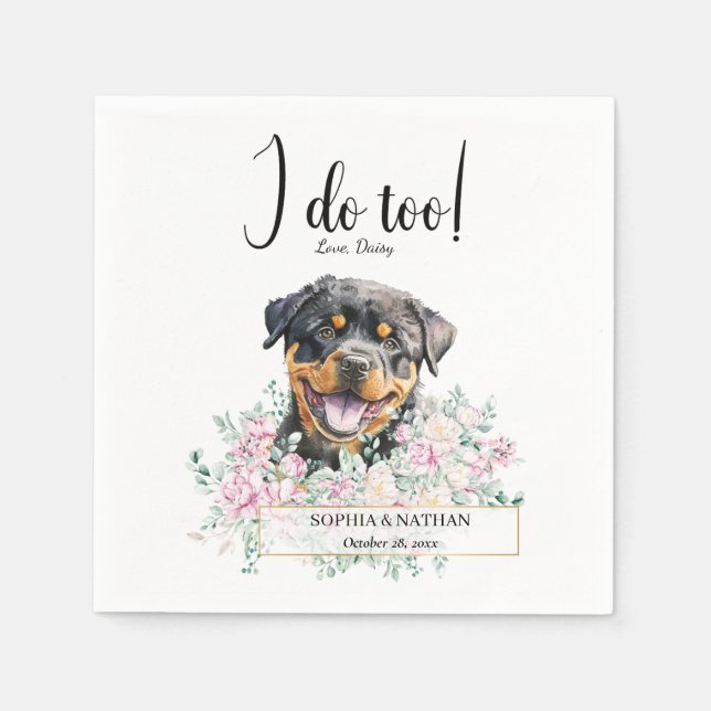 Rottweiler Puppy Dog Wedding Cocktail Napkins Serviette (Vorderseite)