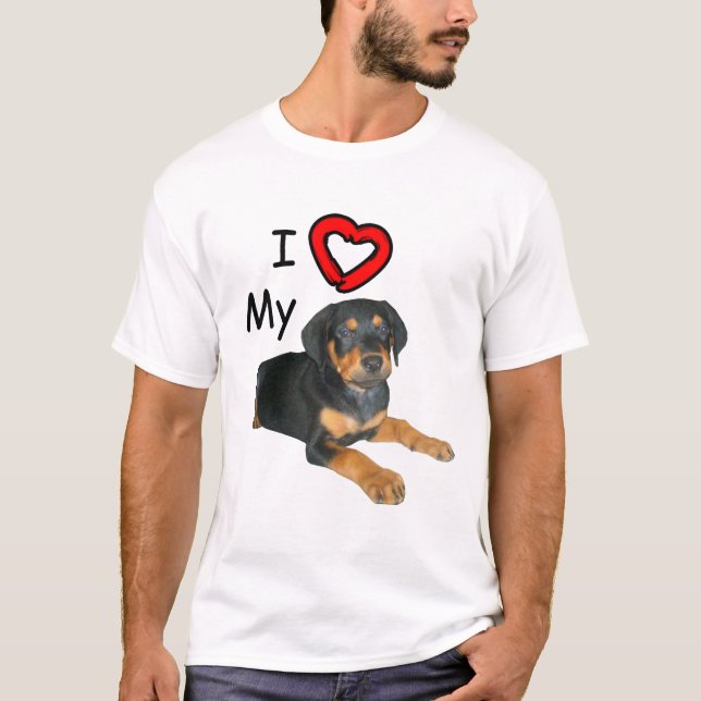 Rottweiler Puppy I Liebe My Rott T-Shirt (Vorderseite)