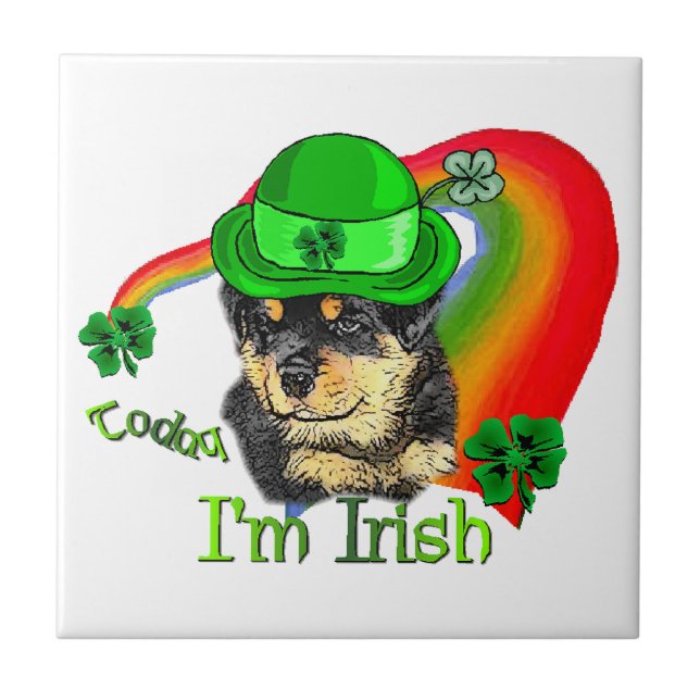 Rottweiler Puppy St Pattys Fliese (Vorderseite)