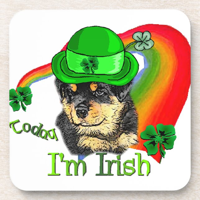 Rottweiler Puppy St Pattys Getränkeuntersetzer (Vorderseite)