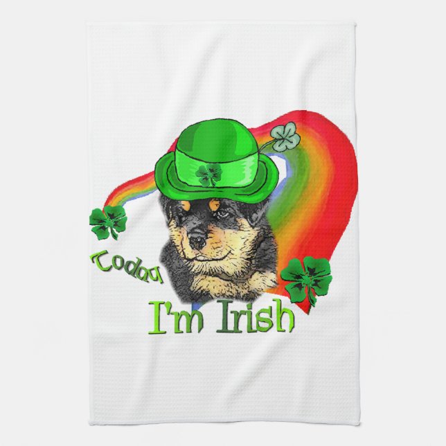 Rottweiler Puppy St Pattys Handtuch (Vertikal)