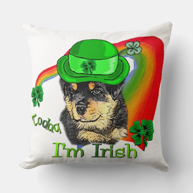 Rottweiler Puppy St Pattys Kissen (Vorderseite)