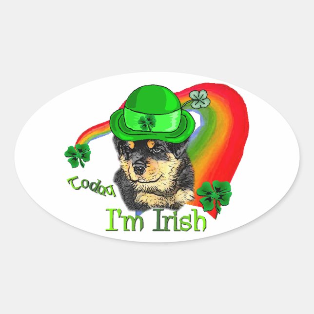Rottweiler Puppy St Pattys Ovaler Aufkleber (Vorderseite)