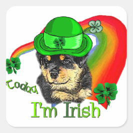 Rottweiler Puppy St Pattys Quadratischer Aufkleber
