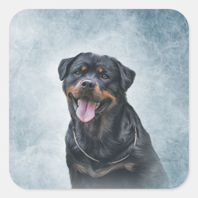 Rottweiler Quadratischer Aufkleber (Vorderseite)