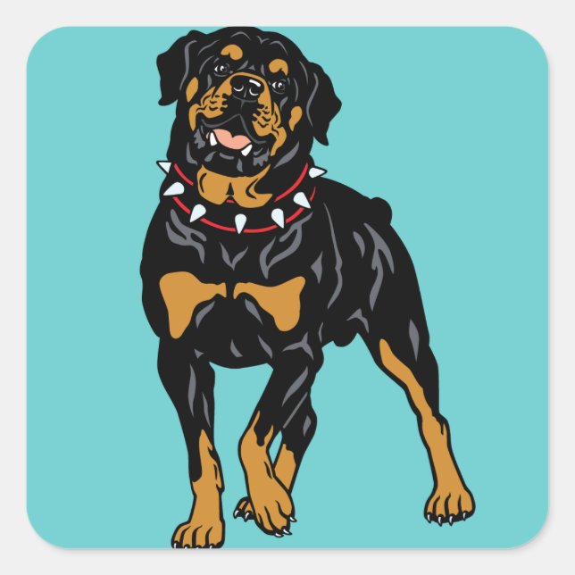Rottweiler Quadratischer Aufkleber (Vorderseite)