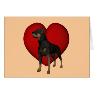 Rottweiler Red Heart Dog Card