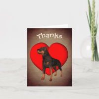 Rottweiler Red Heart Dog Danke Karte