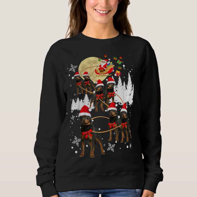Rottweiler Reindeer Christmas Moon Santa Dog Sweatshirt (Vorderseite)