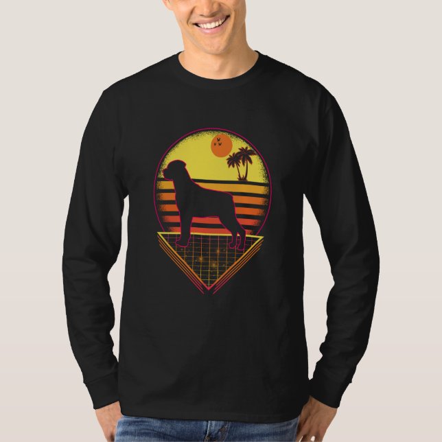 Rottweiler Retro Sunset Vintage  Dog T-Shirt (Vorderseite)