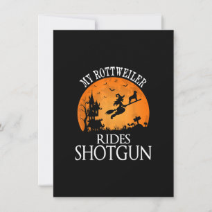 Rottweiler Rides Shotgun Dog Lover Halloween-Party Dankeskarte