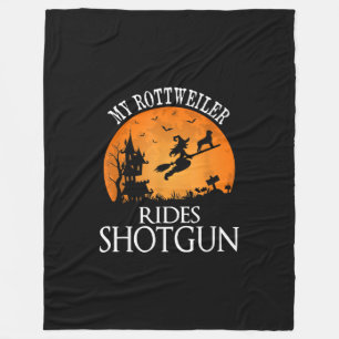 Rottweiler Rides Shotgun Dog Lover Halloween-Party Fleecedecke