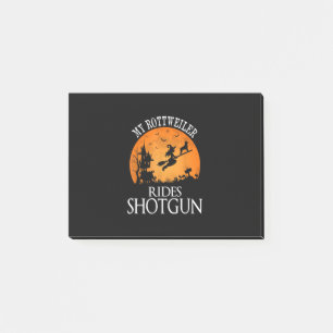 Rottweiler Rides Shotgun Dog Lover Halloween-Party Post-it Klebezettel