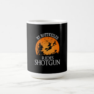 Rottweiler Rides Shotgun Hund Lover Halloween-Part Kaffeetasse
