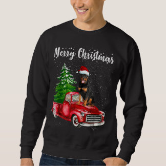 Rottweiler Riding Red Truck Frohe Weihnachtslieder Sweatshirt