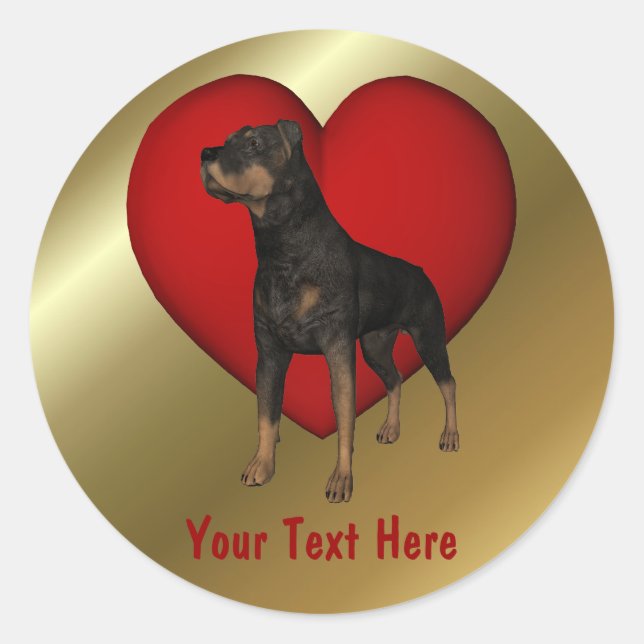 Rottweiler Roter Herzklopfen Sticker (Vorderseite)