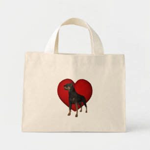 Rottweiler Rotes Herz Hund Tote Tasche