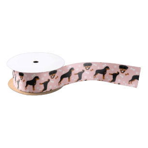 Rottweiler Rotten Rosa Muster Satin Ribbon Satinband
