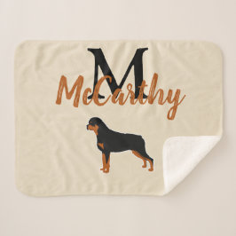 Rottweiler Rottie Art Imitate Linen Monogram Sherpadecke