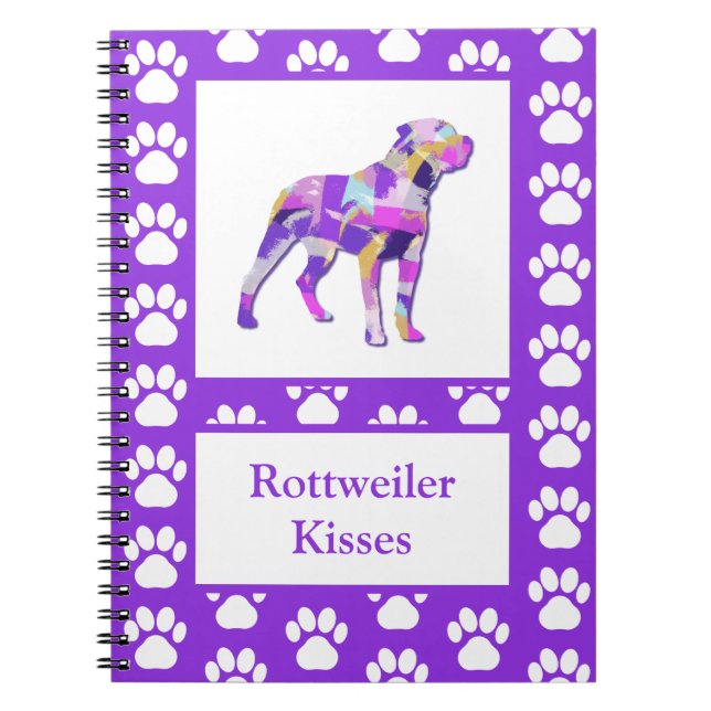Rottweiler Rottie Dog Silhouette Paw Lila PY&B Notizblock (Vorderseite)