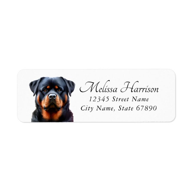 Rottweiler Rücksendeadressen-Aufkleber (Vorne)