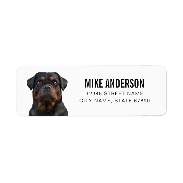 Rottweiler Rücksendeadressen-Aufkleber (Vorne)