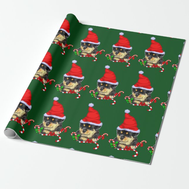 Rottweiler Santa Christmas Geschenkpapier (Ungerollt)