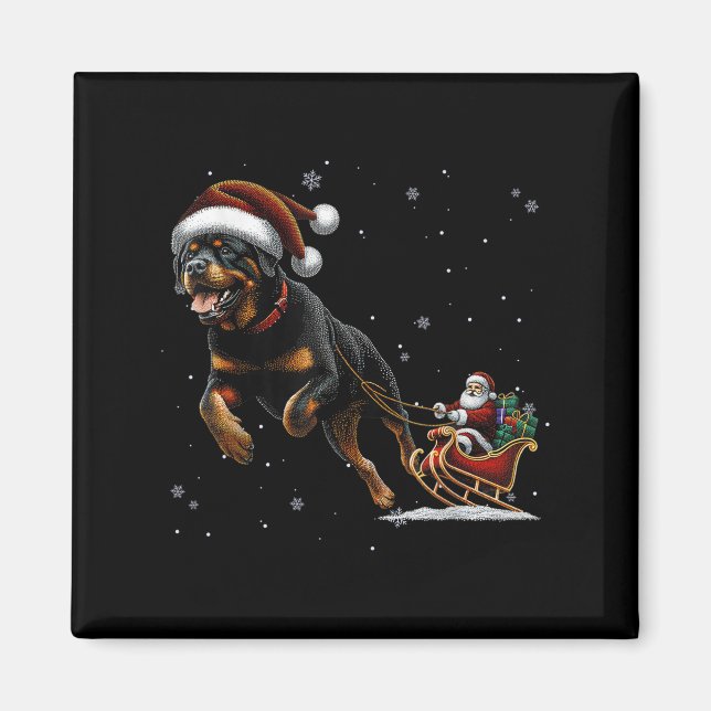 Rottweiler Santa Christmas Tree Lights Ugly Pajama Magnet (Vorne)