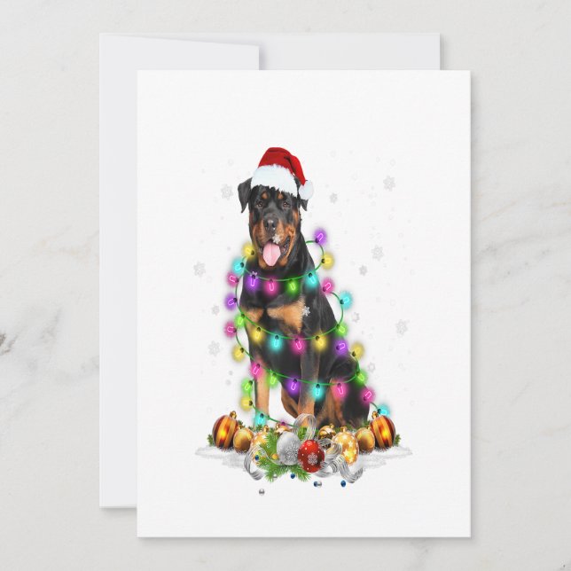 rottweiler santa christmas tree lights xmas gifts ankündigung (Vorderseite)