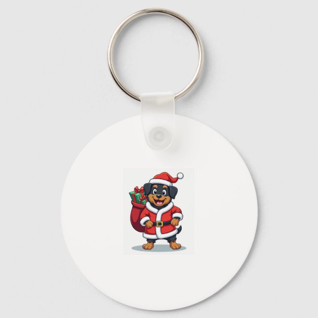 Rottweiler Santa �'s Helper Schlüsselanhänger (Vorderseite)