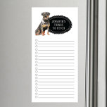 Rottweiler Shopping List Magnetic Notepad Magnetischer Notizblock<br><div class="desc">Liebliche Sachen,  um Rottweiler Hund mit einem schwarzen Kalkboard Rahmen personalisiert mit Ihrem Namen zu holen.</div>