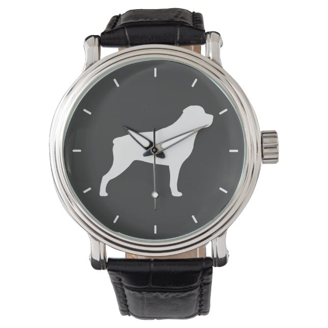Rottweiler-Silhouette Armbanduhr (Vorderseite)