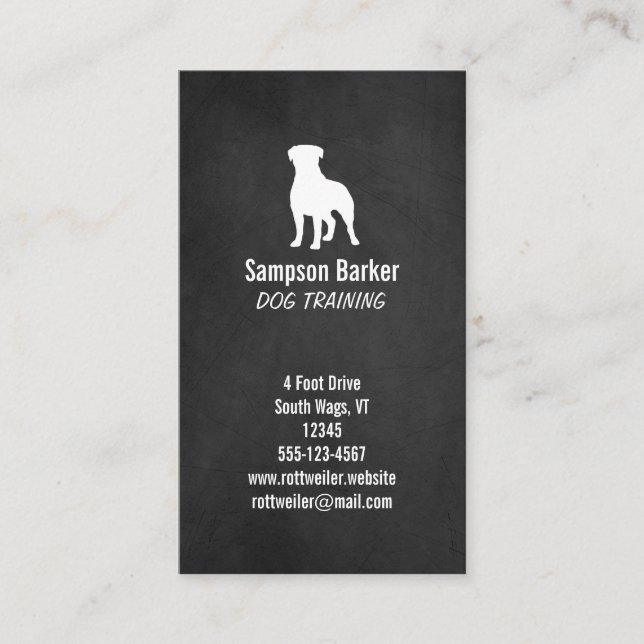 Rottweiler-Silhouette | Chalkboard Style | Rottie Visitenkarte (Vorderseite)