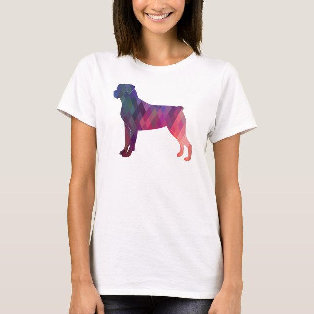 Rottweiler Silhouette für farbenfrohe geometrische T-Shirt (Vorderseite)