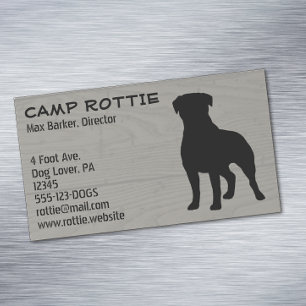 Rottweiler-Silhouette   Rottie Pet Hund  Holzstil Magnetische Visitenkarte