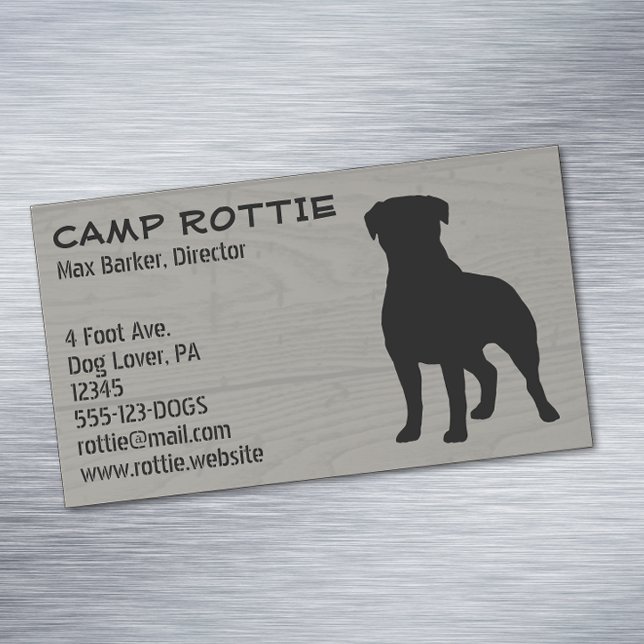 Rottweiler-Silhouette | Rottie Pet Hund |Holzstil Magnetische Visitenkarte (Von Creator hochgeladen)