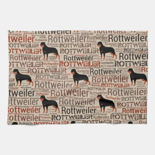 Rottweiler Silhouette und Wortkunstmuster Küchentuch