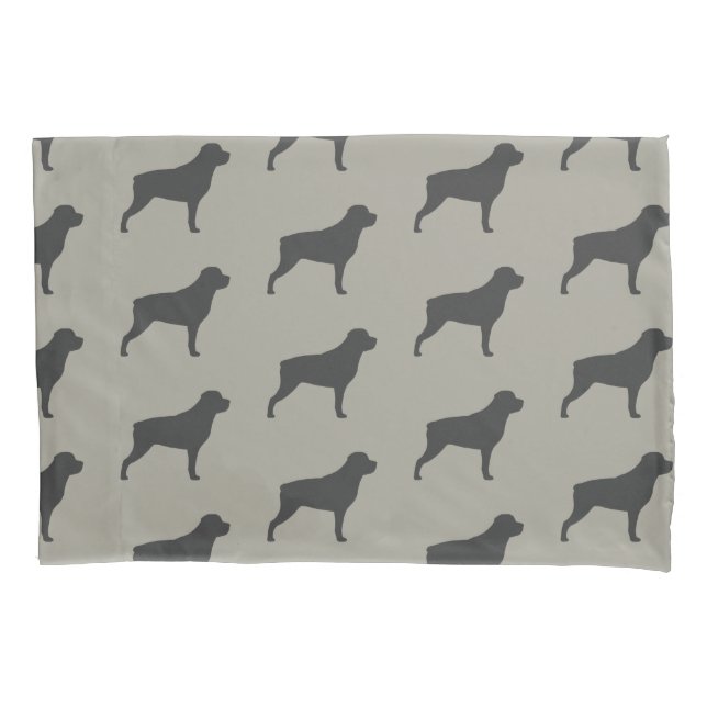 Rottweiler Silhouetten Pattern Grau Kissenbezug (Vorderseite)
