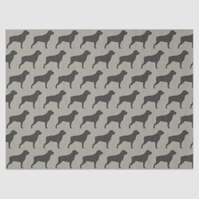 Rottweiler Silhouetten Pattern Grau Seidenpapier (Vorderseite)