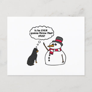 Rottweiler Snowman Weihnachten Postkarte