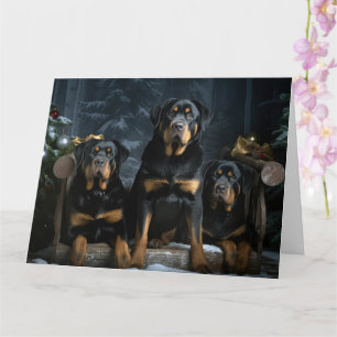 Rottweiler Snowy Sleigh Weihnachtsdekor Karte