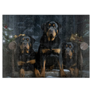 Rottweiler Snowy Sleigh Weihnachtsdekor Schneidebrett