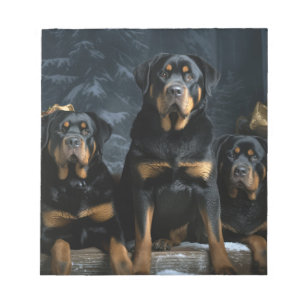 Rottweiler Snowy Sleigh Weihnachtsdekoration  Notizblock