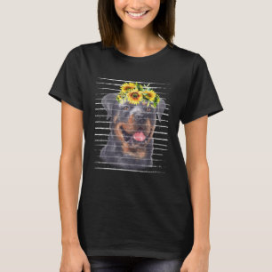 Rottweiler Sonnenblume Vintages Retro für Hunde T-Shirt