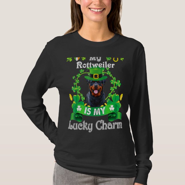 Rottweiler St Patrick S Day Irish Funny Dog Lover T-Shirt (Vorderseite)