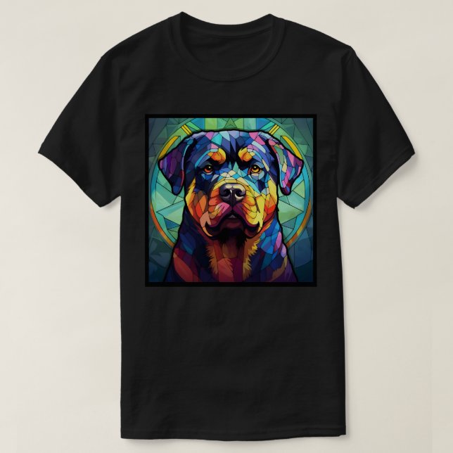 Rottweiler Stainglas Basic Dark T - Shirt (Design vorne)