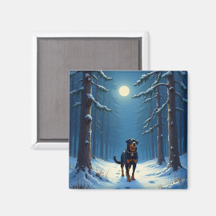 Rottweiler Sternenwaldwanderung Weihnachtsmalerei Magnet