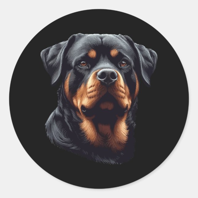 Rottweiler Stunning Dog Head Art  Runder Aufkleber (Vorderseite)
