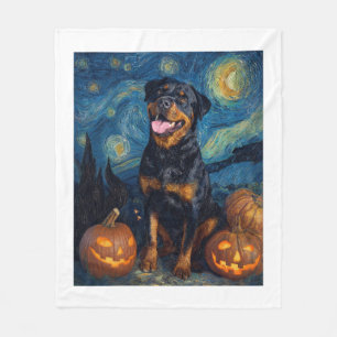 Rottweiler Süßer Hund Halloween Jack O Lantern Kür Fleecedecke