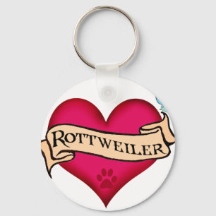 Rottweiler Tätowierungs-Herz Schlüsselanhänger